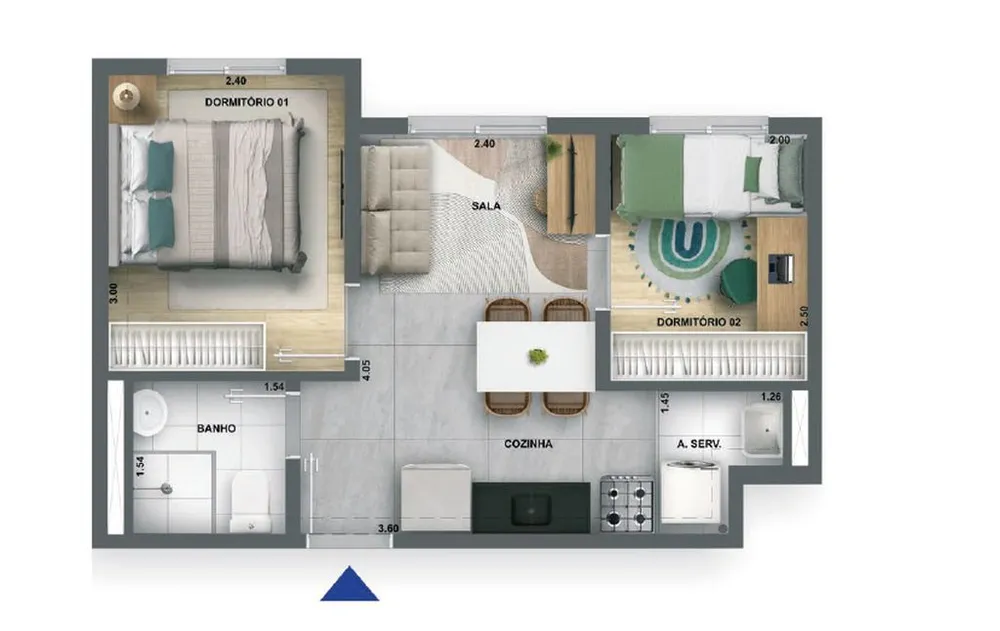 Apartamento, 2 quartos, 39 m² - Foto 2