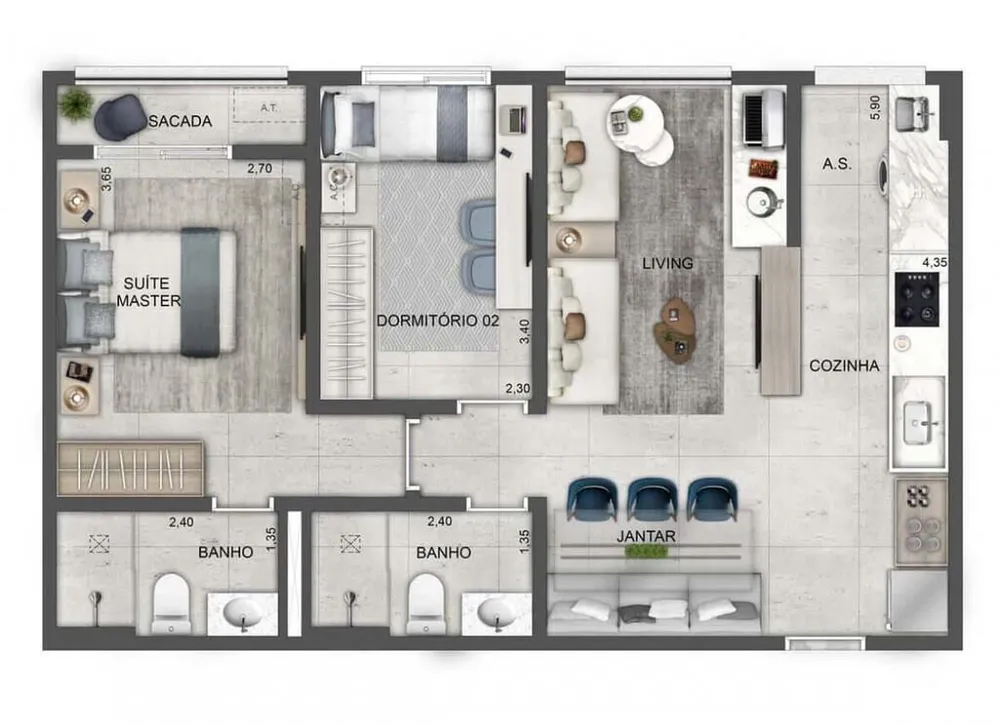 Apartamento, 1 quarto, 45 m² - Foto 10