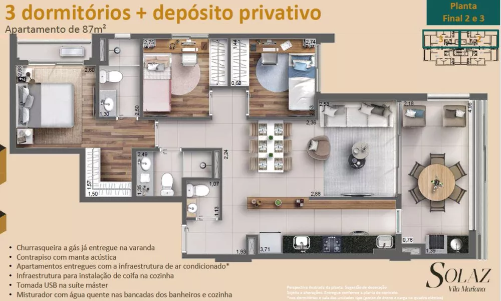 Apartamento à venda com 3 quartos, 87m² - Foto 1