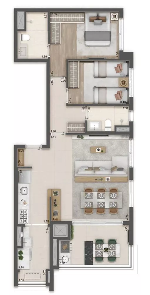 Apartamento à venda com 2 quartos, 89m² - Foto 3