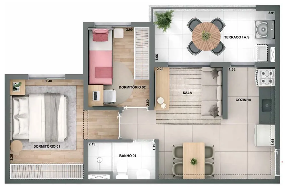 Apartamento, 2 quartos, 39 m² - Foto 1