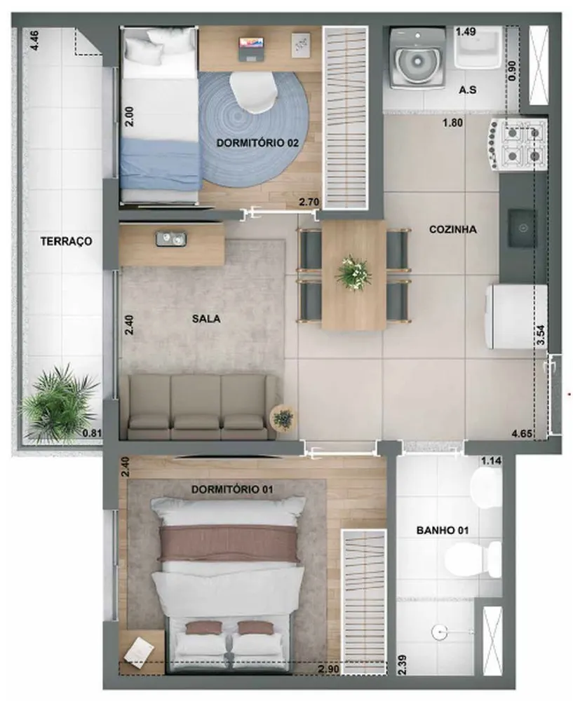 Apartamento, 2 quartos, 51 m² - Foto 4