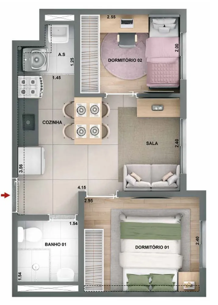 Apartamento, 2 quartos, 39 m² - Foto 7