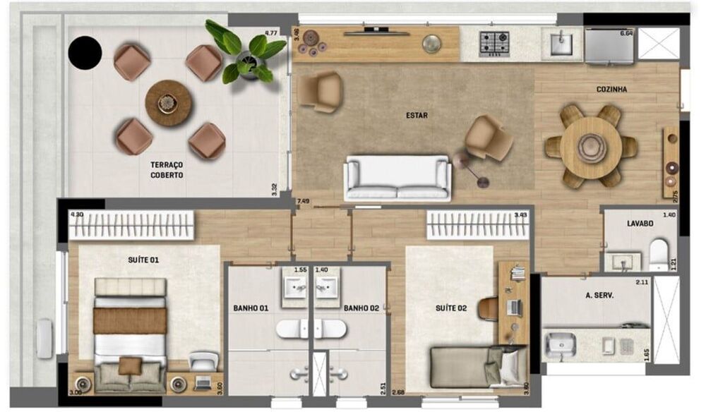 Apartamento, 2 quartos, 92 m² - Foto 2