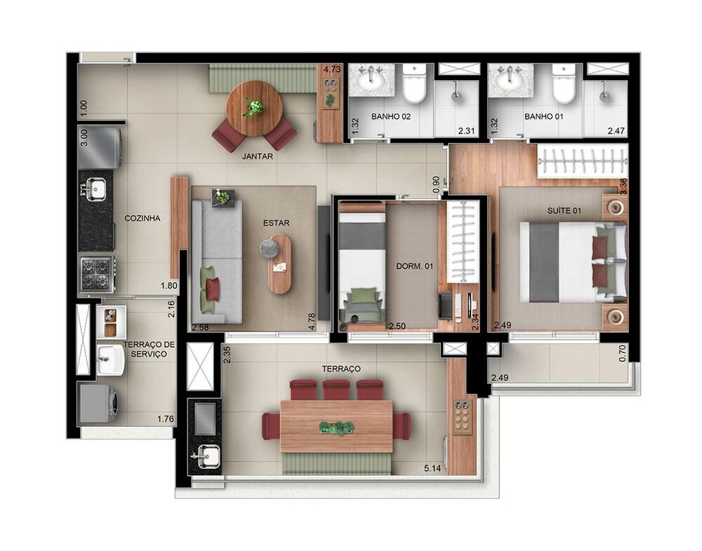 Apartamento, 3 quartos, 95 m² - Foto 1