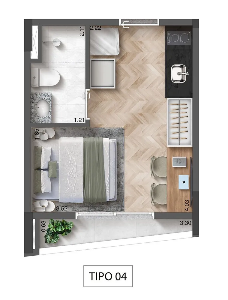 Apartamento, 1 quarto, 26 m² - Foto 7