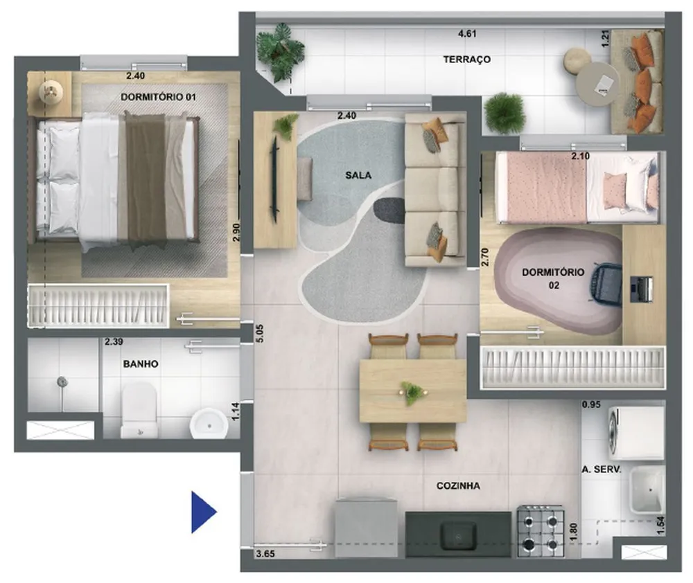 Apartamento, 2 quartos, 46 m² - Foto 4