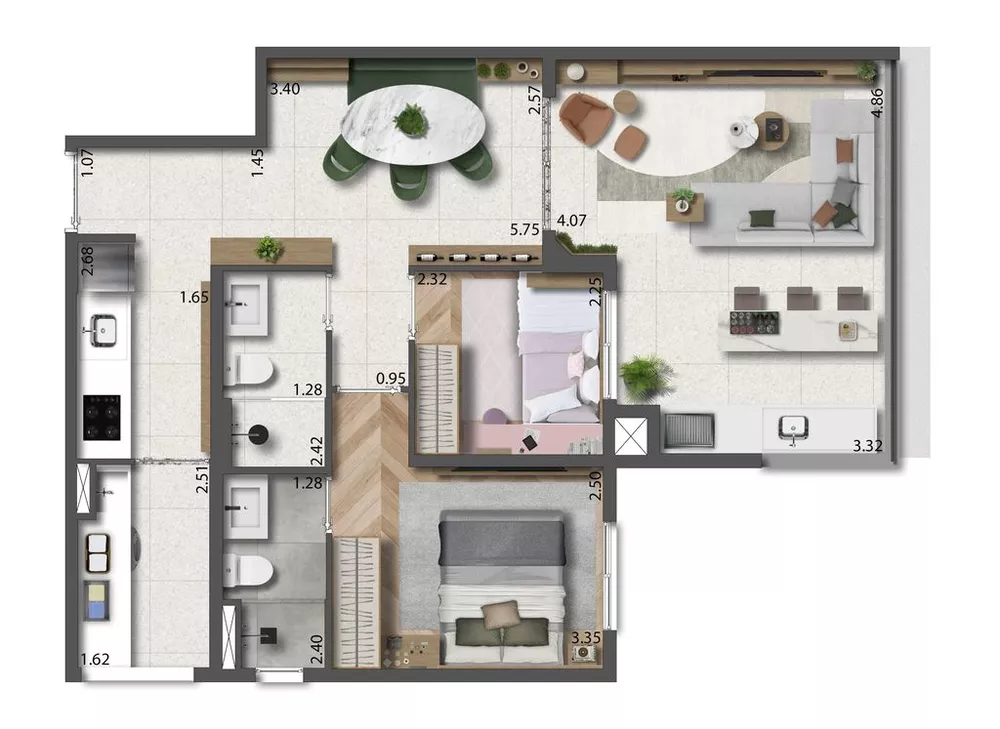 Apartamento à venda com 2 quartos, 51m² - Foto 1