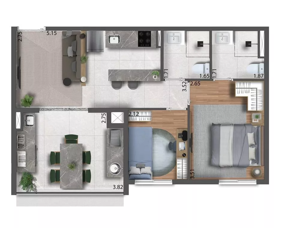 Apartamento à venda com 2 quartos, 51m² - Foto 2