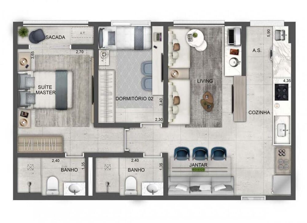 Apartamento, 2 quartos, 70 m² - Foto 7