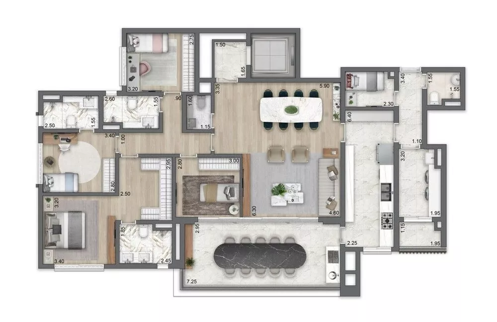 Apartamento à venda com 4 quartos, 198m² - Foto 3