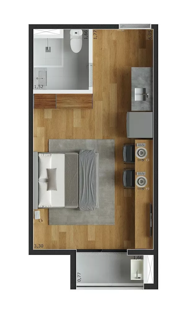 Apartamento, 1 quarto, 27 m² - Foto 3