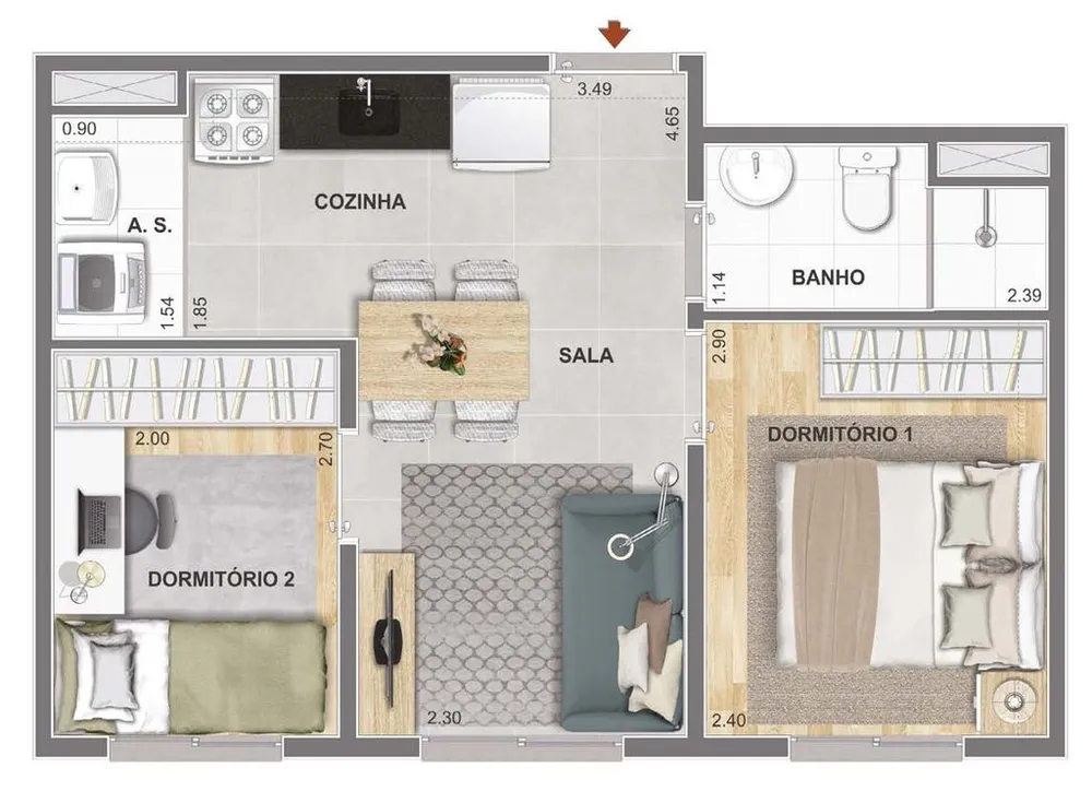 Apartamento, 2 quartos, 45 m² - Foto 4