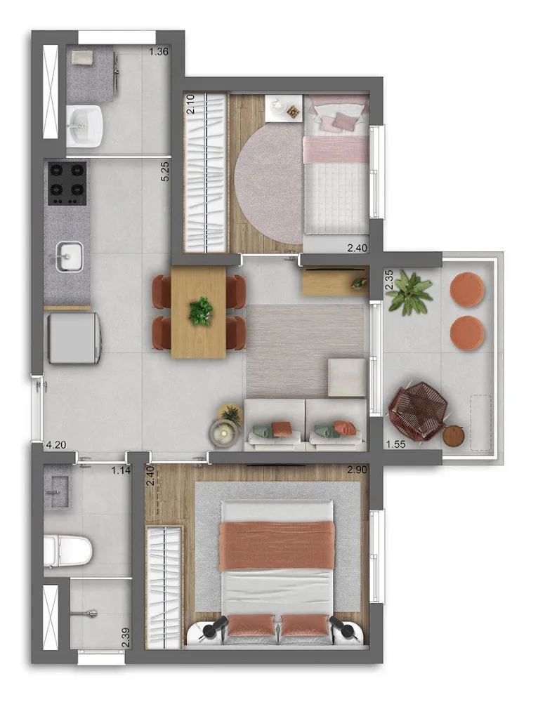 Apartamento, 2 quartos, 43 m² - Foto 3