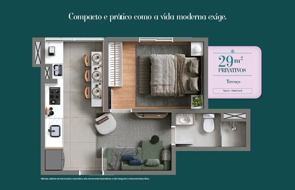Apartamento, 1 quarto, 29 m² - Foto 2