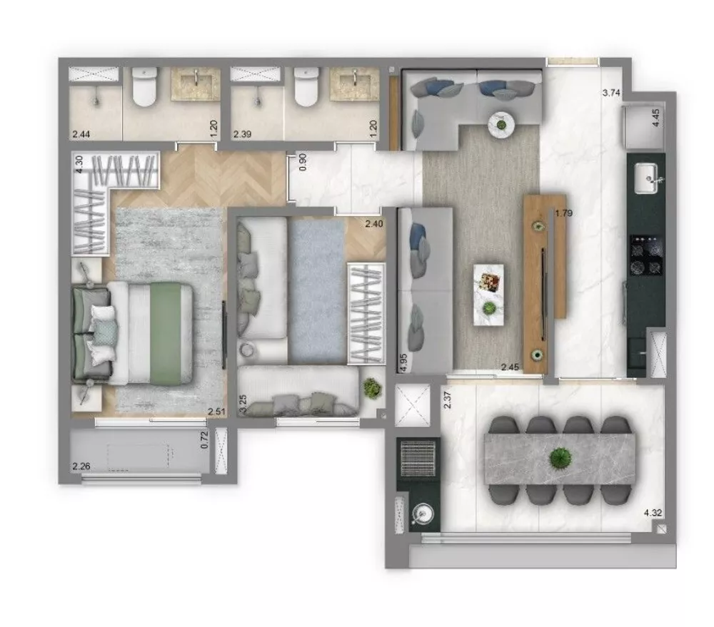 Apartamento, 2 quartos, 69 m² - Foto 3
