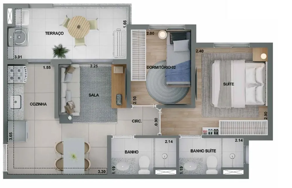 Apartamento, 1 quarto, 35 m² - Foto 3