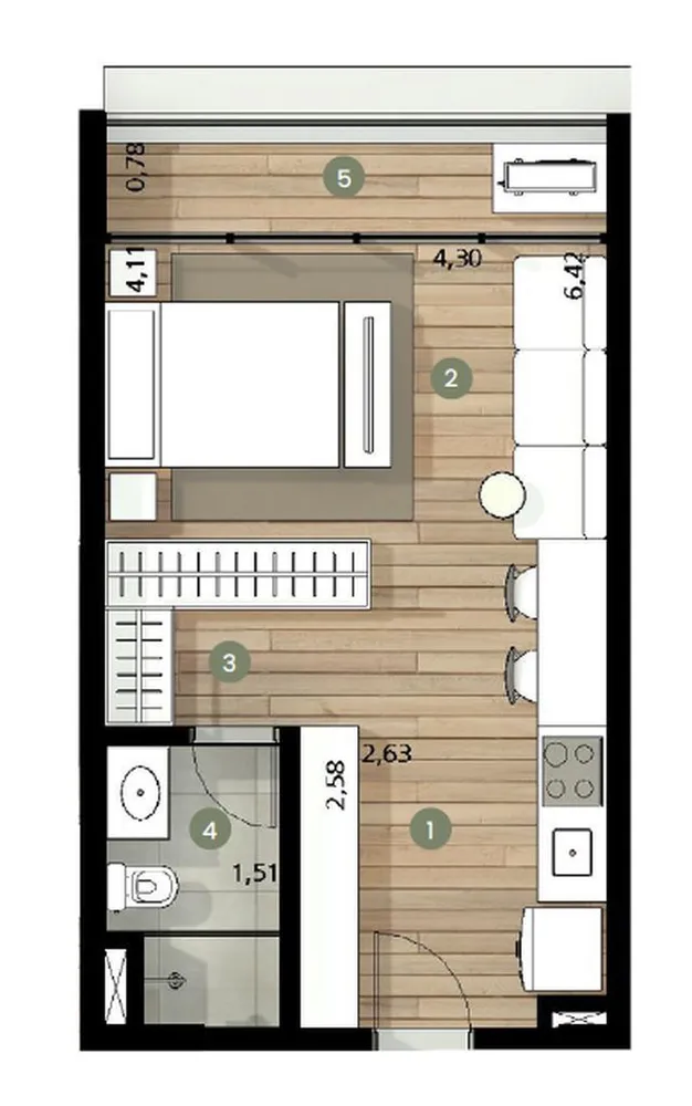 Apartamento, 1 quarto, 42 m² - Foto 3