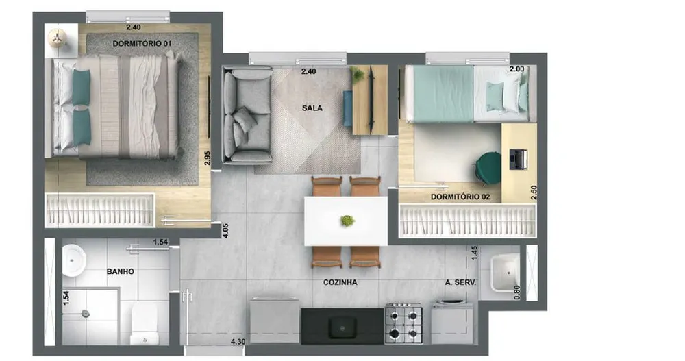 Apartamento, 2 quartos, 34 m² - Foto 1