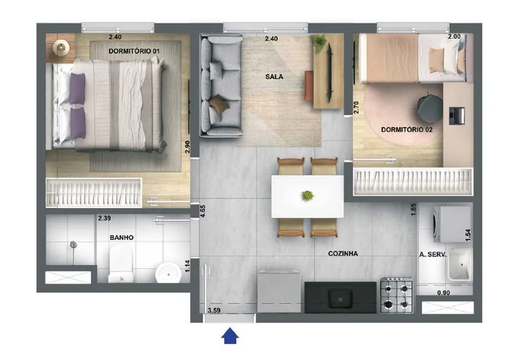 Apartamento, 2 quartos, 34 m² - Foto 4