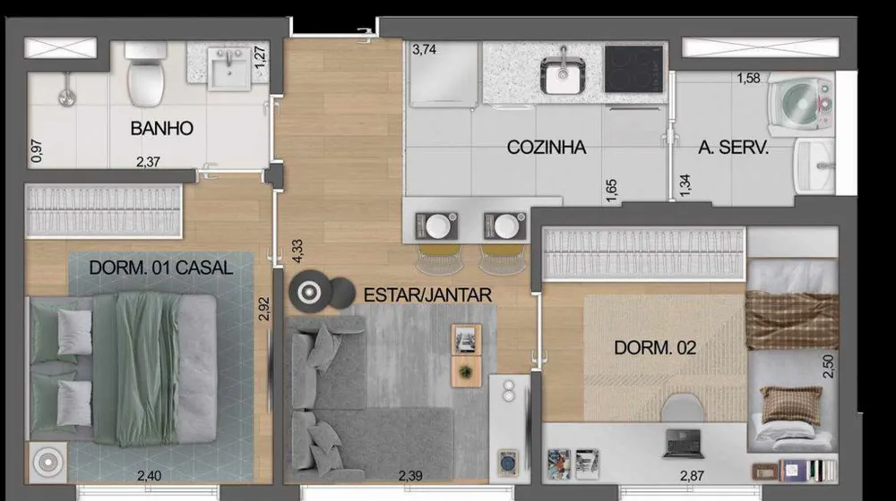 Apartamento, 2 quartos, 38 m² - Foto 11