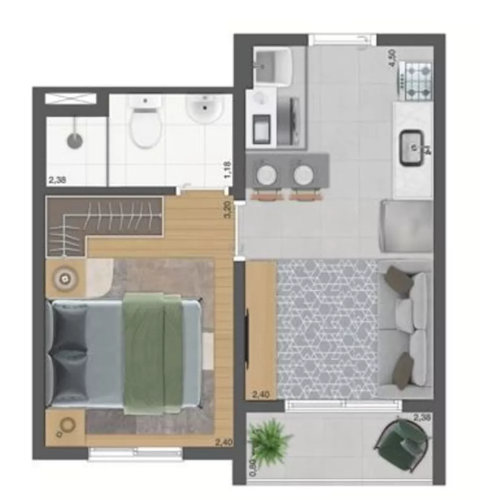 Apartamento à venda com 1 quarto, 26m² - Foto 3