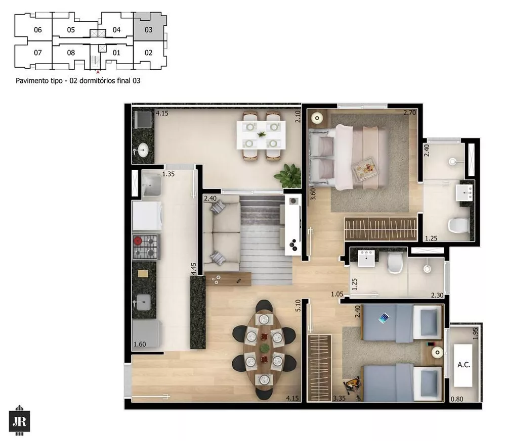 Apartamento à venda com 3 quartos, 77m² - Foto 3