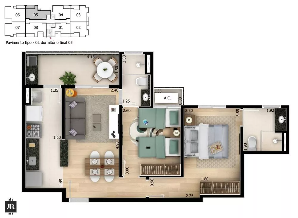 Apartamento à venda com 3 quartos, 77m² - Foto 2