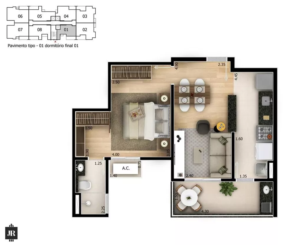 Apartamento à venda com 3 quartos, 77m² - Foto 1