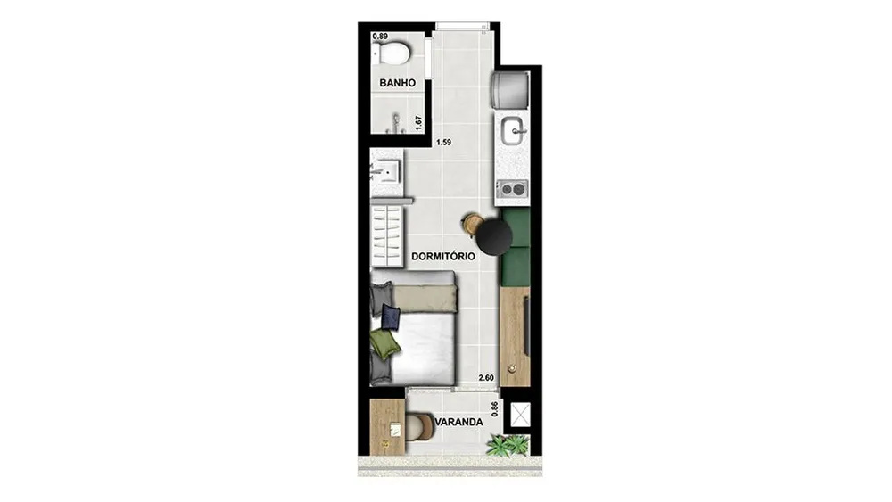 Apartamento, 1 quarto, 31 m² - Foto 1