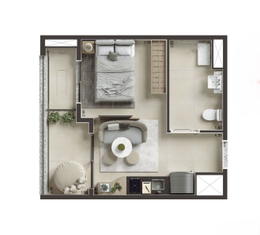Apartamento, 1 quarto, 30 m² - Foto 1