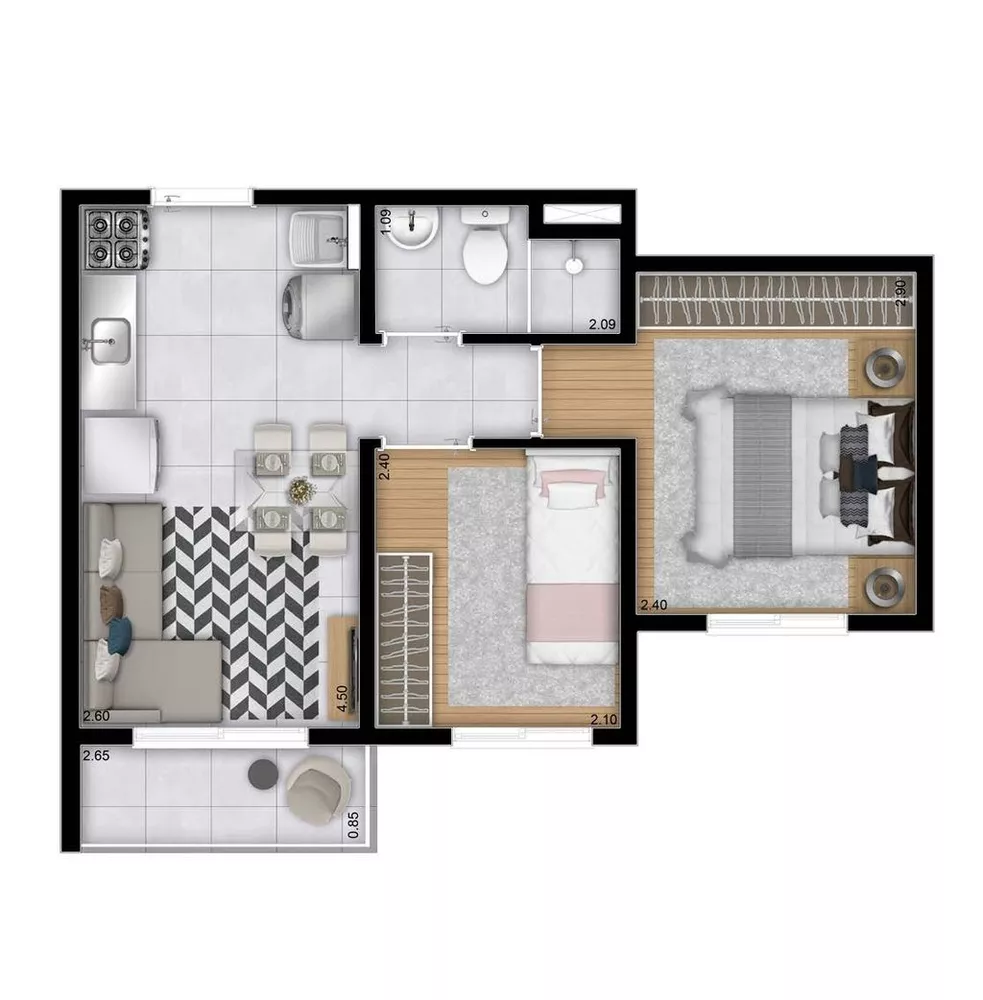 Apartamento, 1 quarto, 26 m² - Foto 1
