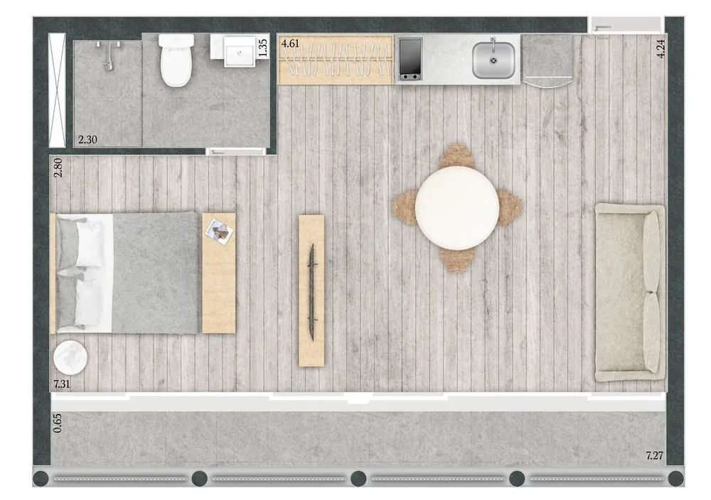 Kitnet-Studio, 16 m² - Foto 4