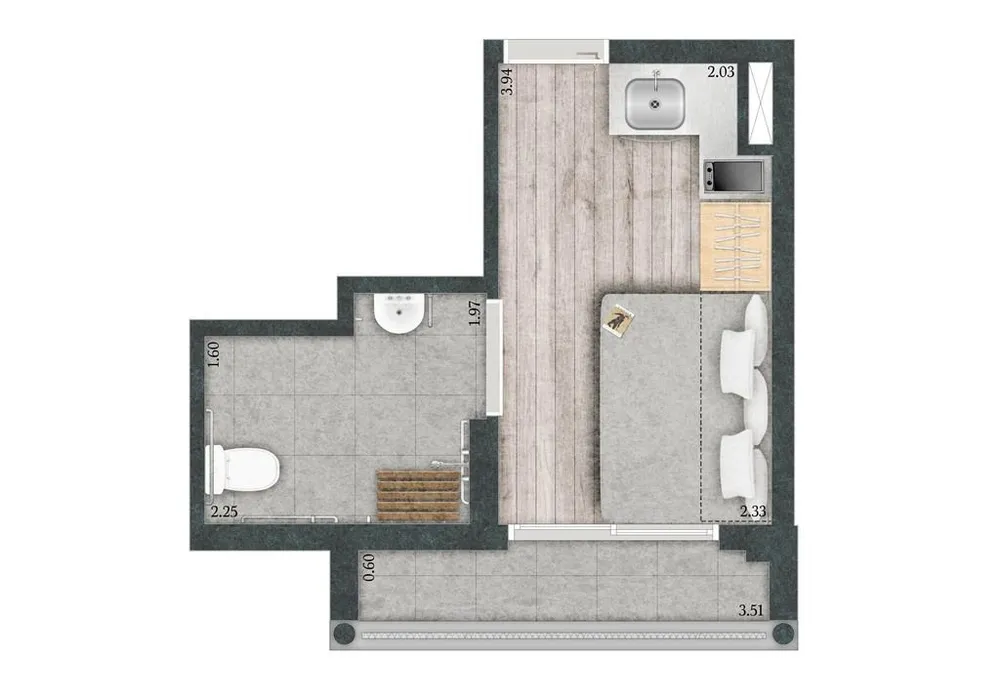 Kitnet-Studio, 16 m² - Foto 2
