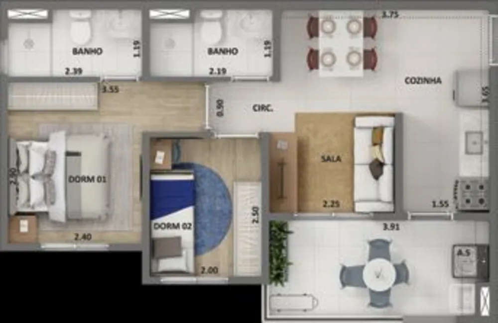 Apartamento, 2 quartos, 42 m² - Foto 2