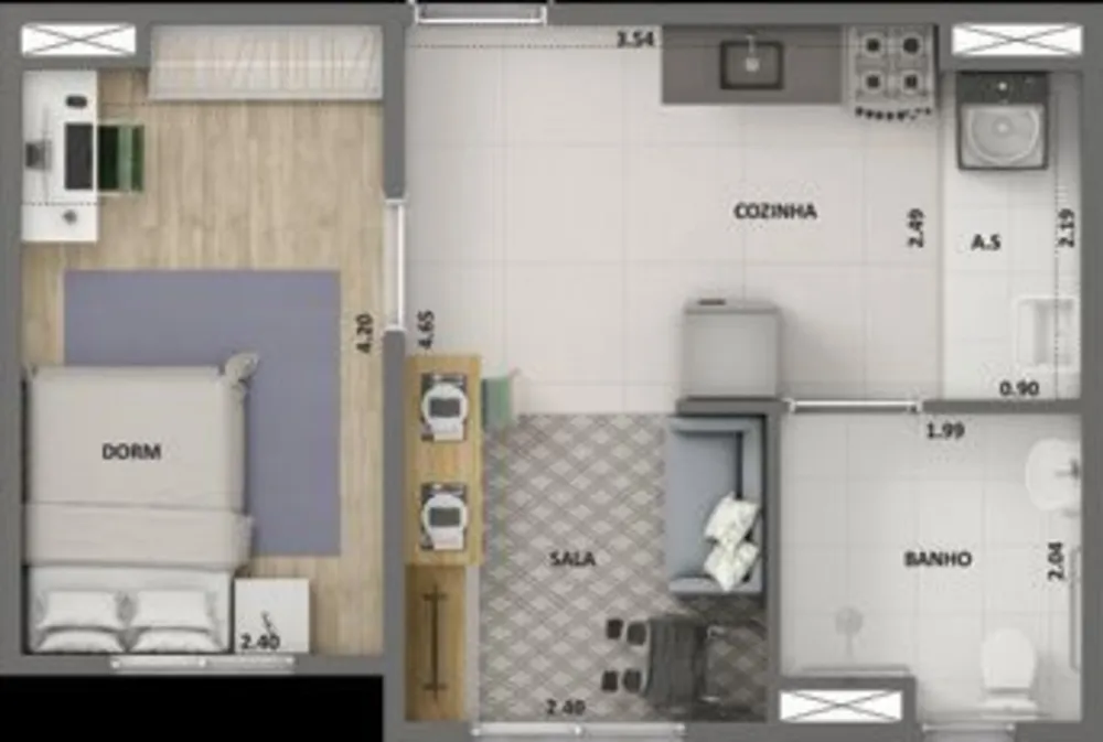 Apartamento, 2 quartos, 42 m² - Foto 3