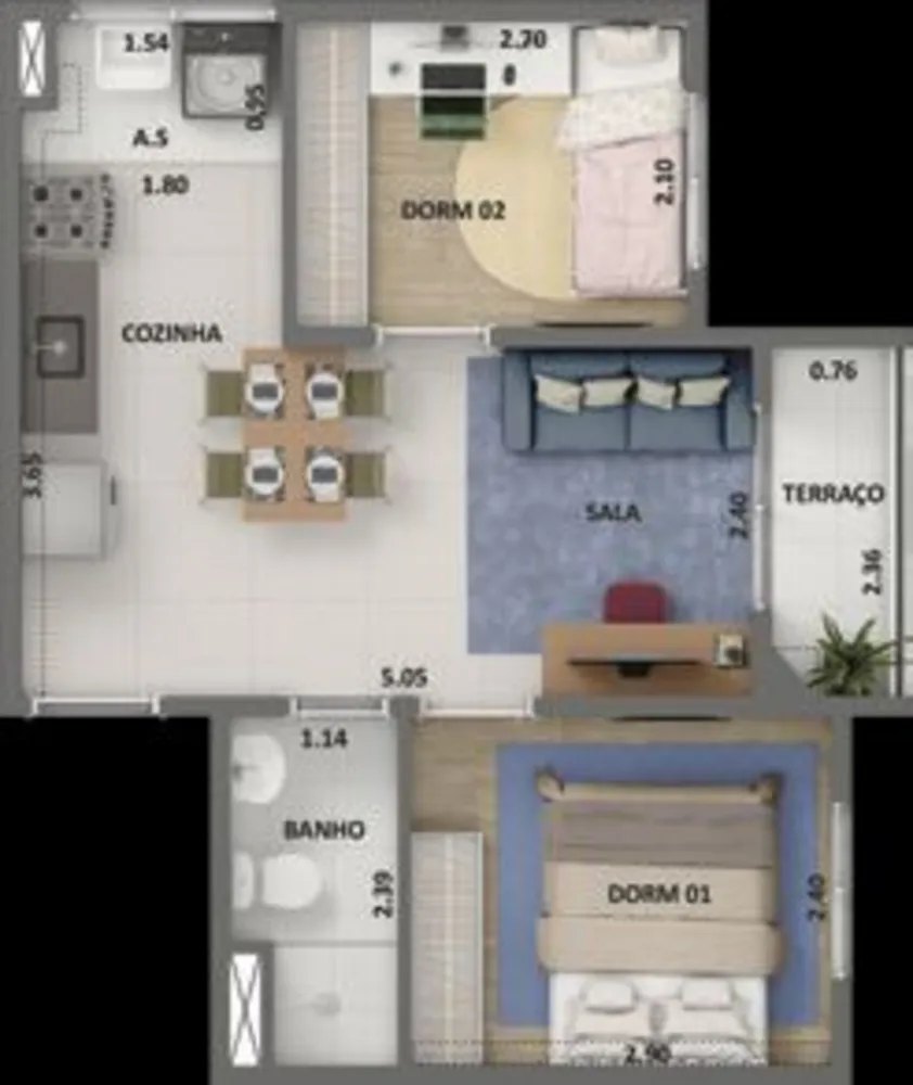 Apartamento, 2 quartos, 42 m² - Foto 1