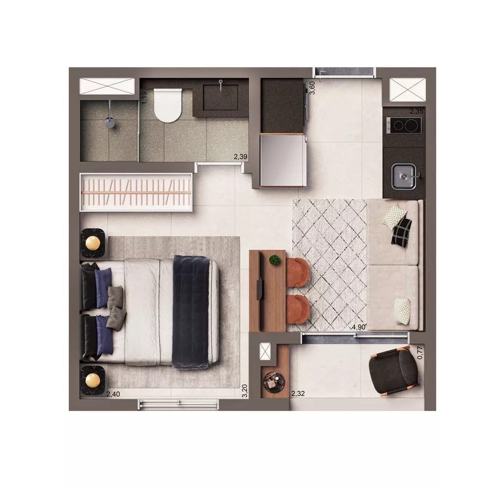 Apartamento, 2 quartos, 37 m² - Foto 3