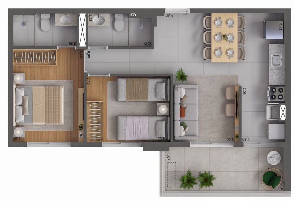 Apartamento à venda com 2 quartos, 59m² - Foto 20