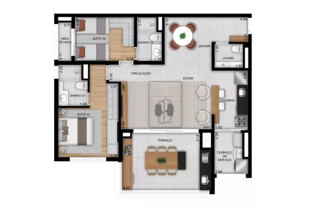 Apartamento, 3 quartos, 96 m² - Foto 2