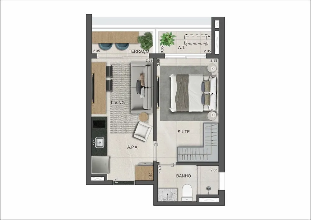 Apartamento, 1 quarto, 28 m² - Foto 7