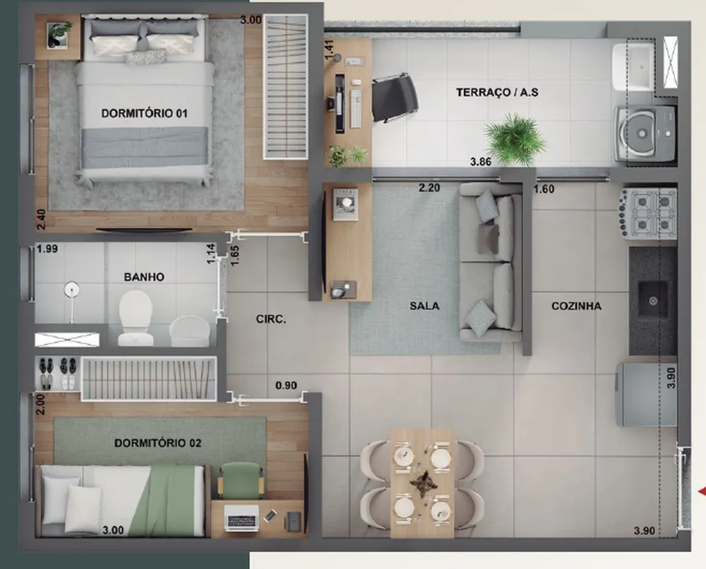 Apartamento, 2 quartos, 42 m² - Foto 5