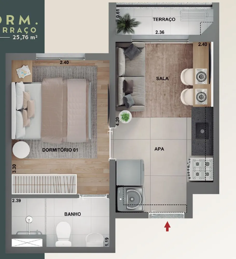 Apartamento, 2 quartos, 42 m² - Foto 3