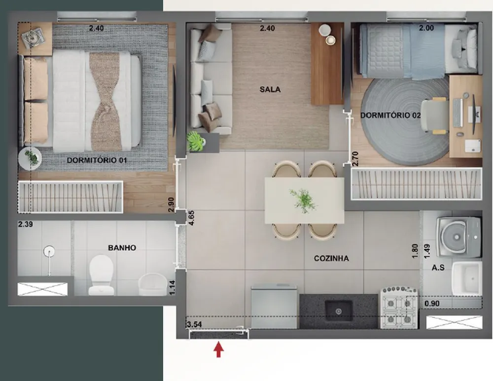 Apartamento, 2 quartos, 42 m² - Foto 1