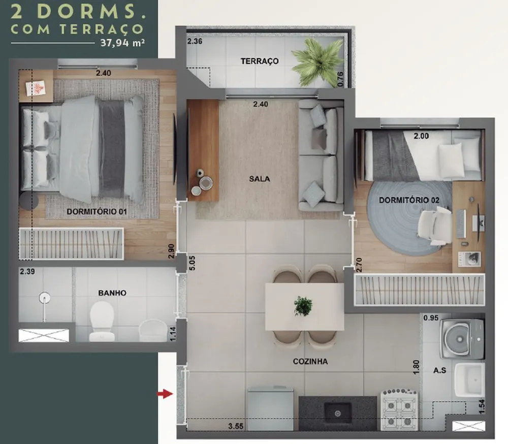 Apartamento, 2 quartos, 42 m² - Foto 4
