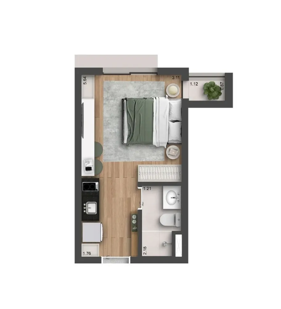 Apartamento, 1 quarto, 31 m² - Foto 8