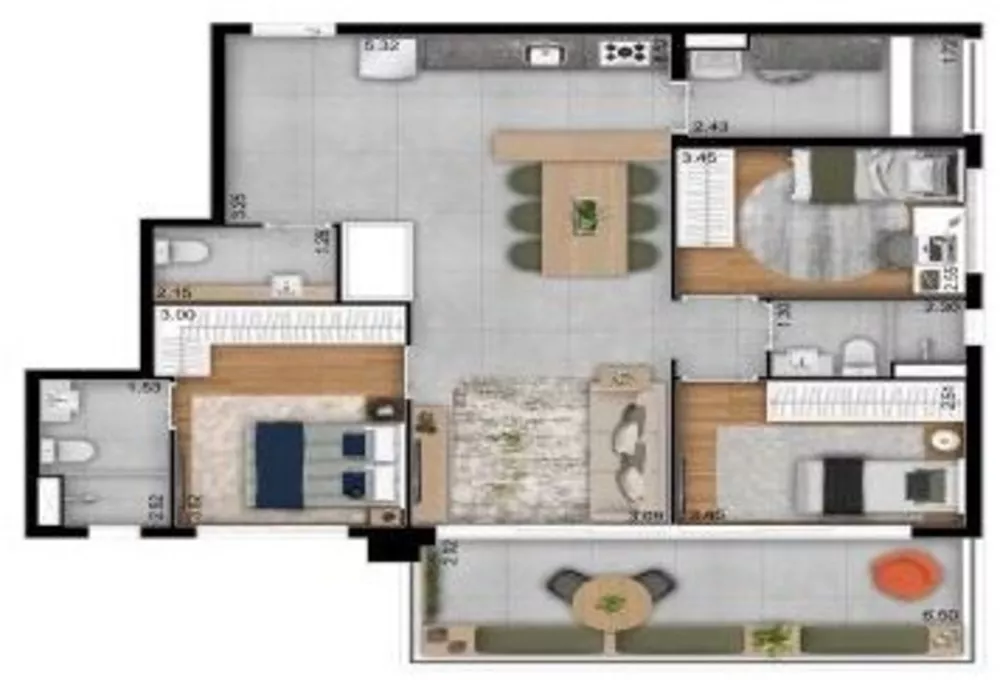 Apartamento à venda com 3 quartos, 118m² - Foto 2