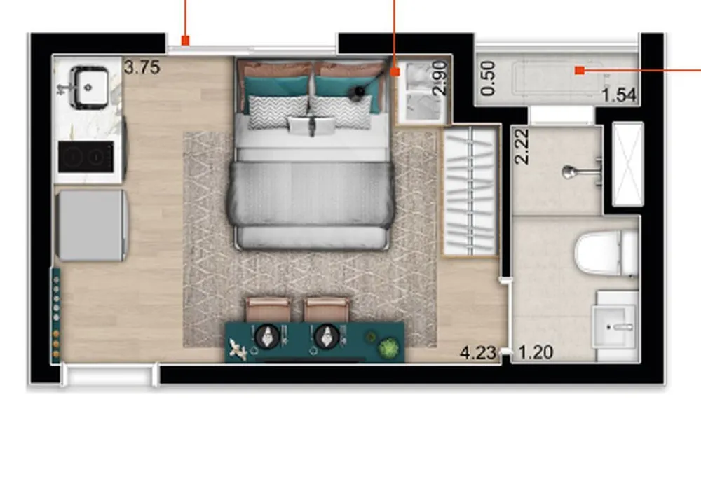 Kitnet-Studio, 30 m² - Foto 1