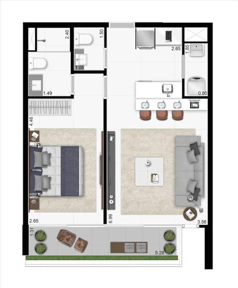 Kitnet-Studio, 37 m² - Foto 1