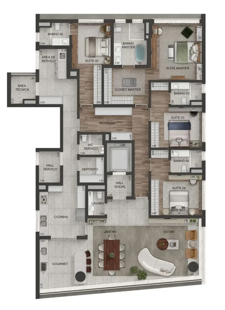 Apartamento, 3 quartos, 200 m² - Foto 3